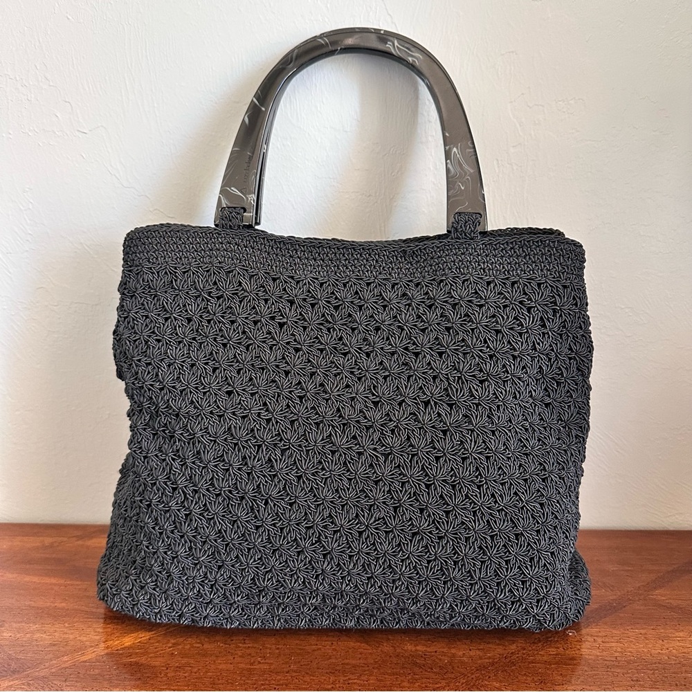 Liz Claiborne Black Boho Rope String Woven Bag